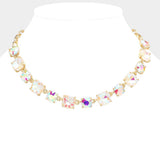Cushion Square Stone Link Evening Necklace - Madeline Love - Flyclothing LLC