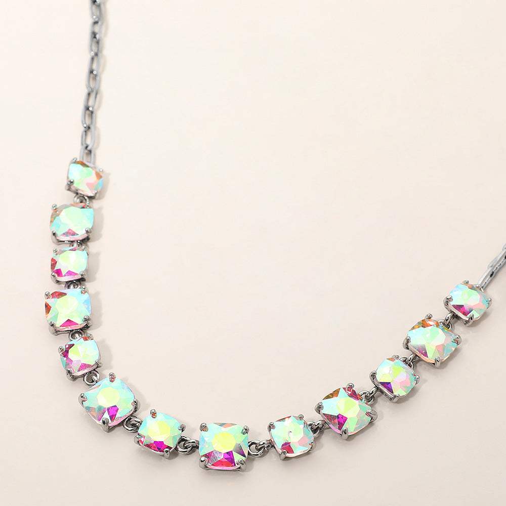 Cushion Square Stone Link Evening Necklace - Madeline Love - Flyclothing LLC