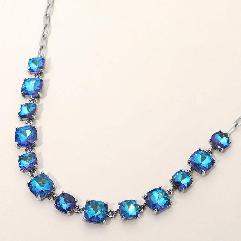 Cushion Square Stone Link Evening Necklace - Madeline Love - Flyclothing LLC