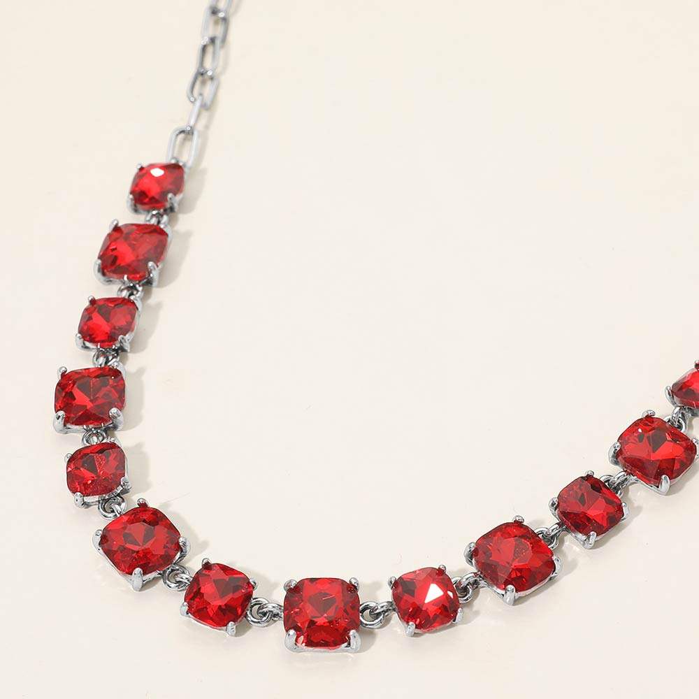 Cushion Square Stone Link Evening Necklace - Madeline Love - Flyclothing LLC