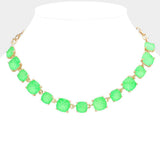 Cushion Square Stone Link Evening Necklace - Madeline Love - Flyclothing LLC