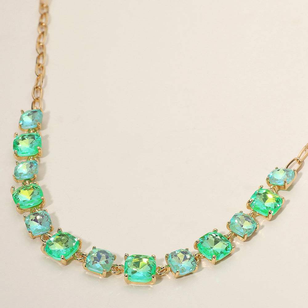 Cushion Square Stone Link Evening Necklace - Madeline Love - Flyclothing LLC