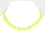 Cushion Square Stone Link Evening Necklace - Madeline Love - Flyclothing LLC