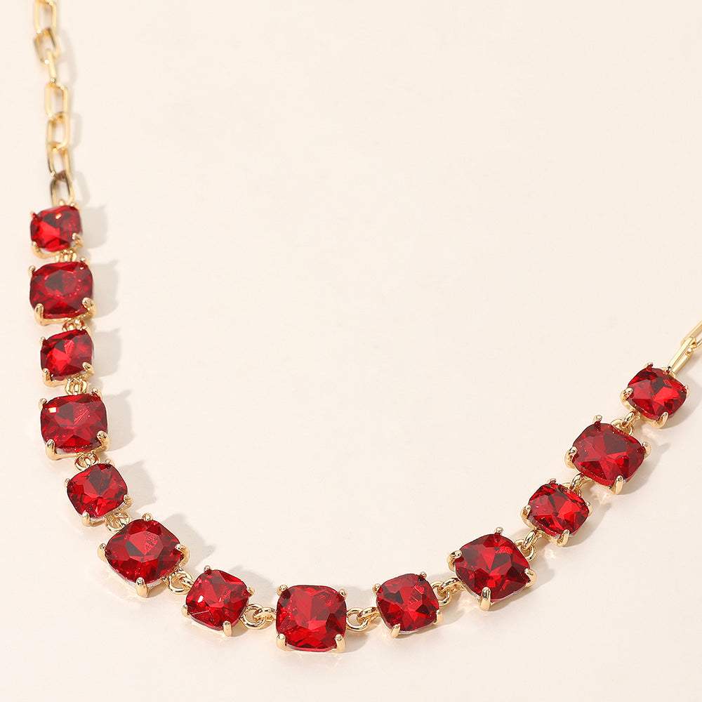 Cushion Square Stone Link Evening Necklace - Madeline Love - Flyclothing LLC