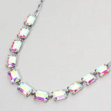 Cushion Rectangular Stone Cluster Link Evening Necklace - Madeline Love - Flyclothing LLC