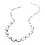 Cushion Rectangular Stone Cluster Link Evening Necklace - Madeline Love - Flyclothing LLC