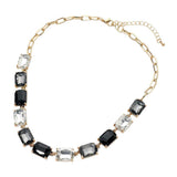 Cushion Rectangular Stone Cluster Link Evening Necklace - Madeline Love - Flyclothing LLC