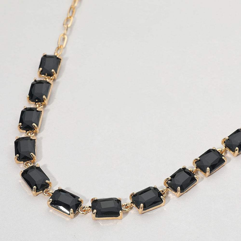 Cushion Rectangular Stone Cluster Link Evening Necklace - Madeline Love - Flyclothing LLC