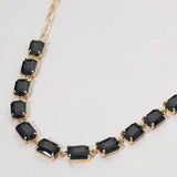 Cushion Rectangular Stone Cluster Link Evening Necklace - Madeline Love - Flyclothing LLC