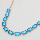 Cushion Rectangular Stone Cluster Link Evening Necklace - Madeline Love - Flyclothing LLC