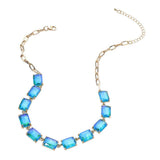 Cushion Rectangular Stone Cluster Link Evening Necklace - Madeline Love - Flyclothing LLC