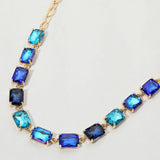 Cushion Rectangular Stone Cluster Link Evening Necklace