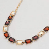 Cushion Rectangular Stone Cluster Link Evening Necklace - Madeline Love - Flyclothing LLC