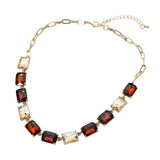 Cushion Rectangular Stone Cluster Link Evening Necklace - Madeline Love - Flyclothing LLC