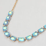 Cushion Rectangular Stone Cluster Link Evening Necklace - Madeline Love - Flyclothing LLC