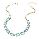 Cushion Rectangular Stone Cluster Link Evening Necklace - Madeline Love - Flyclothing LLC
