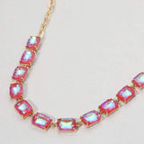 Cushion Rectangular Stone Cluster Link Evening Necklace - Madeline Love - Flyclothing LLC