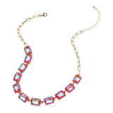 Cushion Rectangular Stone Cluster Link Evening Necklace - Madeline Love - Flyclothing LLC