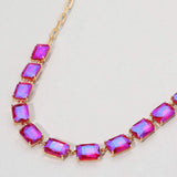 Cushion Rectangular Stone Cluster Link Evening Necklace - Madeline Love - Flyclothing LLC