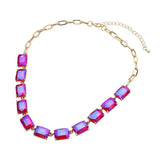 Cushion Rectangular Stone Cluster Link Evening Necklace - Madeline Love - Flyclothing LLC