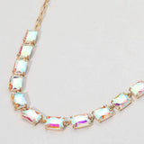 Cushion Rectangular Stone Cluster Link Evening Necklace - Madeline Love - Flyclothing LLC