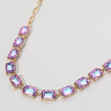 Cushion Rectangular Stone Cluster Link Evening Necklace - Madeline Love - Flyclothing LLC
