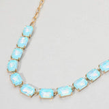 Cushion Rectangular Stone Cluster Link Evening Necklace - Madeline Love - Flyclothing LLC