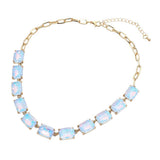 Cushion Rectangular Stone Cluster Link Evening Necklace - Madeline Love - Flyclothing LLC