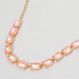 Cushion Rectangular Stone Cluster Link Evening Necklace - Madeline Love - Flyclothing LLC