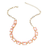Cushion Rectangular Stone Cluster Link Evening Necklace - Madeline Love - Flyclothing LLC