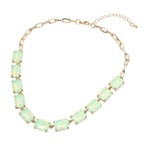Cushion Rectangular Stone Cluster Link Evening Necklace - Madeline Love - Flyclothing LLC