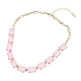 Cushion Rectangular Stone Cluster Link Evening Necklace - Madeline Love - Flyclothing LLC