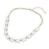 Cushion Rectangular Stone Cluster Link Evening Necklace - Madeline Love - Flyclothing LLC