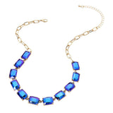 Cushion Rectangular Stone Cluster Link Evening Necklace - Madeline Love - Flyclothing LLC