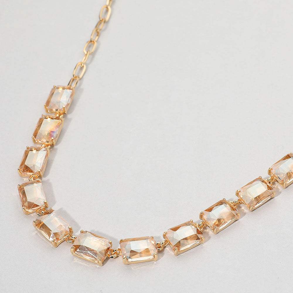 Cushion Rectangular Stone Cluster Link Evening Necklace - Madeline Love - Flyclothing LLC