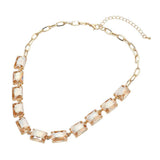 Cushion Rectangular Stone Cluster Link Evening Necklace - Madeline Love - Flyclothing LLC