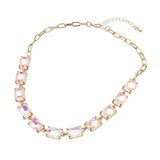 Cushion Rectangular Stone Cluster Link Evening Necklace - Madeline Love - Flyclothing LLC
