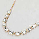Cushion Rectangular Stone Cluster Link Evening Necklace - Madeline Love - Flyclothing LLC