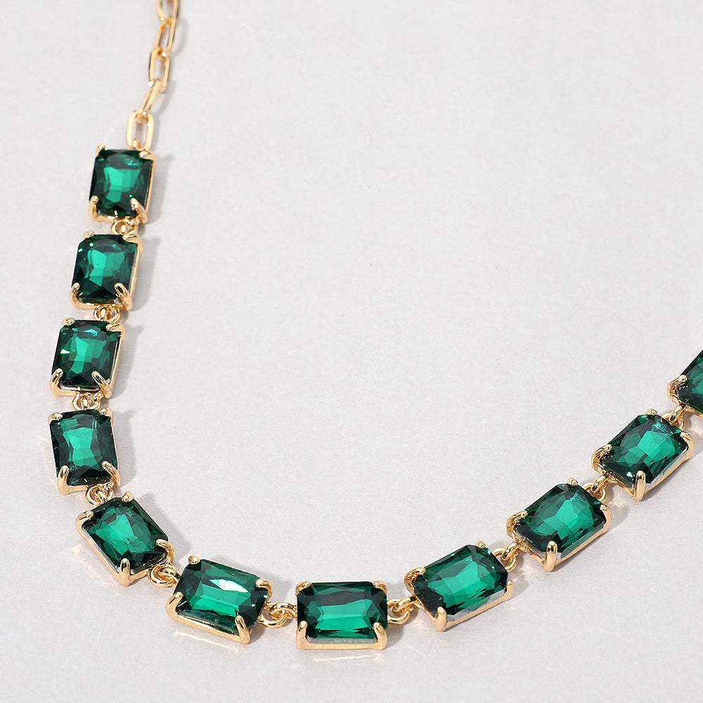 Cushion Rectangular Stone Cluster Link Evening Necklace - Madeline Love - Flyclothing LLC