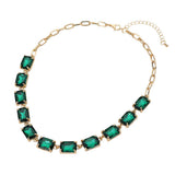 Cushion Rectangular Stone Cluster Link Evening Necklace - Madeline Love - Flyclothing LLC