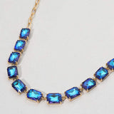 Cushion Rectangular Stone Cluster Link Evening Necklace - Madeline Love - Flyclothing LLC