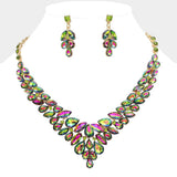 Teardrop Stone Cluster Evening Necklace - Madeline Love - Flyclothing LLC