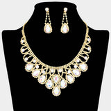 Crystal Teardrop Rhinestone Pave Evening Necklace - Madeline Love - Flyclothing LLC