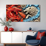 3D Dragon and Wolf Wall Art V - Tailored Canvases - Flyclothing LLC