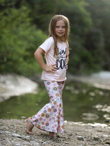 Girls Letter Print Top + Floral Pattern Pants - Rylee Faith Designs - Flyclothing LLC