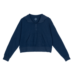 The Big Blue | Navy Goldilocks™ Women’s Half Zip Lounge Hoodie - Shinesty