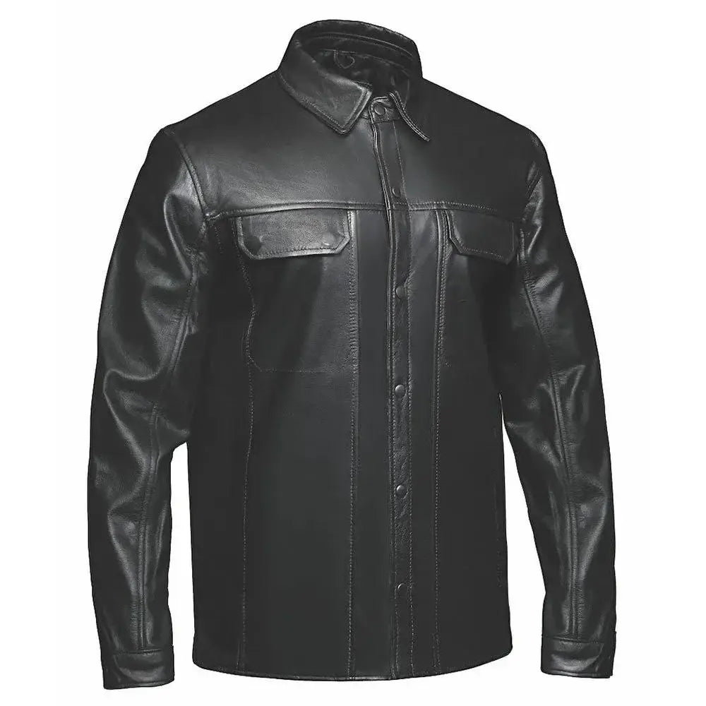 Edge - Premium Men's motorcycle Leather Jacket (Shirt Style) - Unik Just for Bikers - Flyclothing LLC
