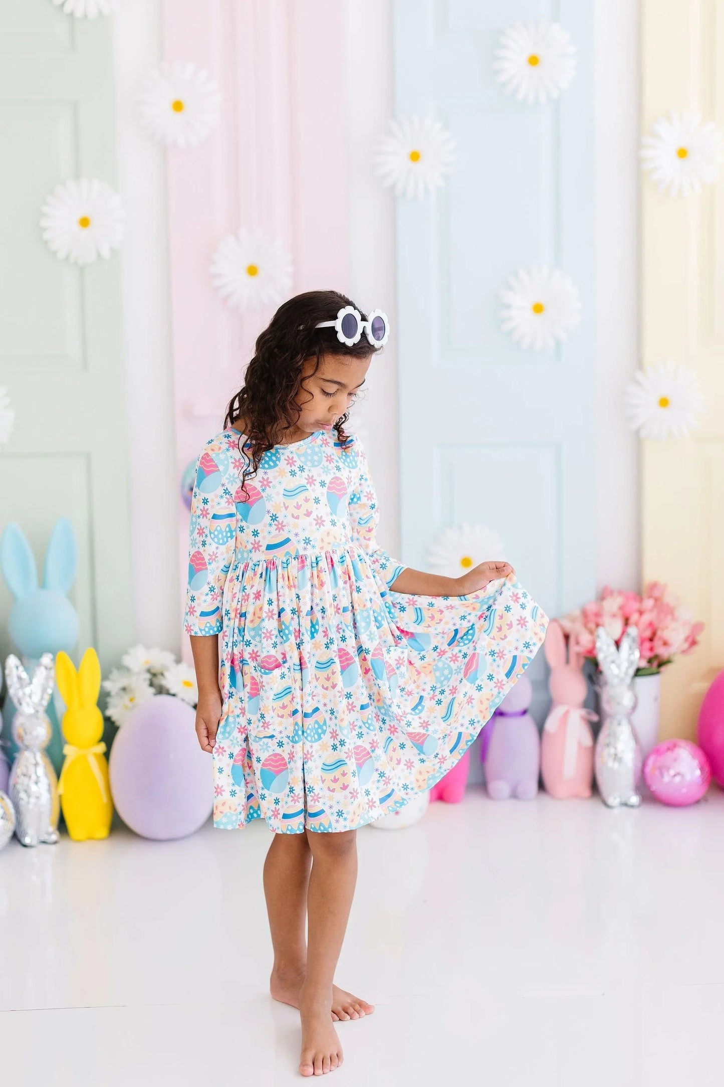 Egg-cellent 3/4 Sleeve Pocket Twirl Dress - Mila & Rose ® - Flyclothing LLC