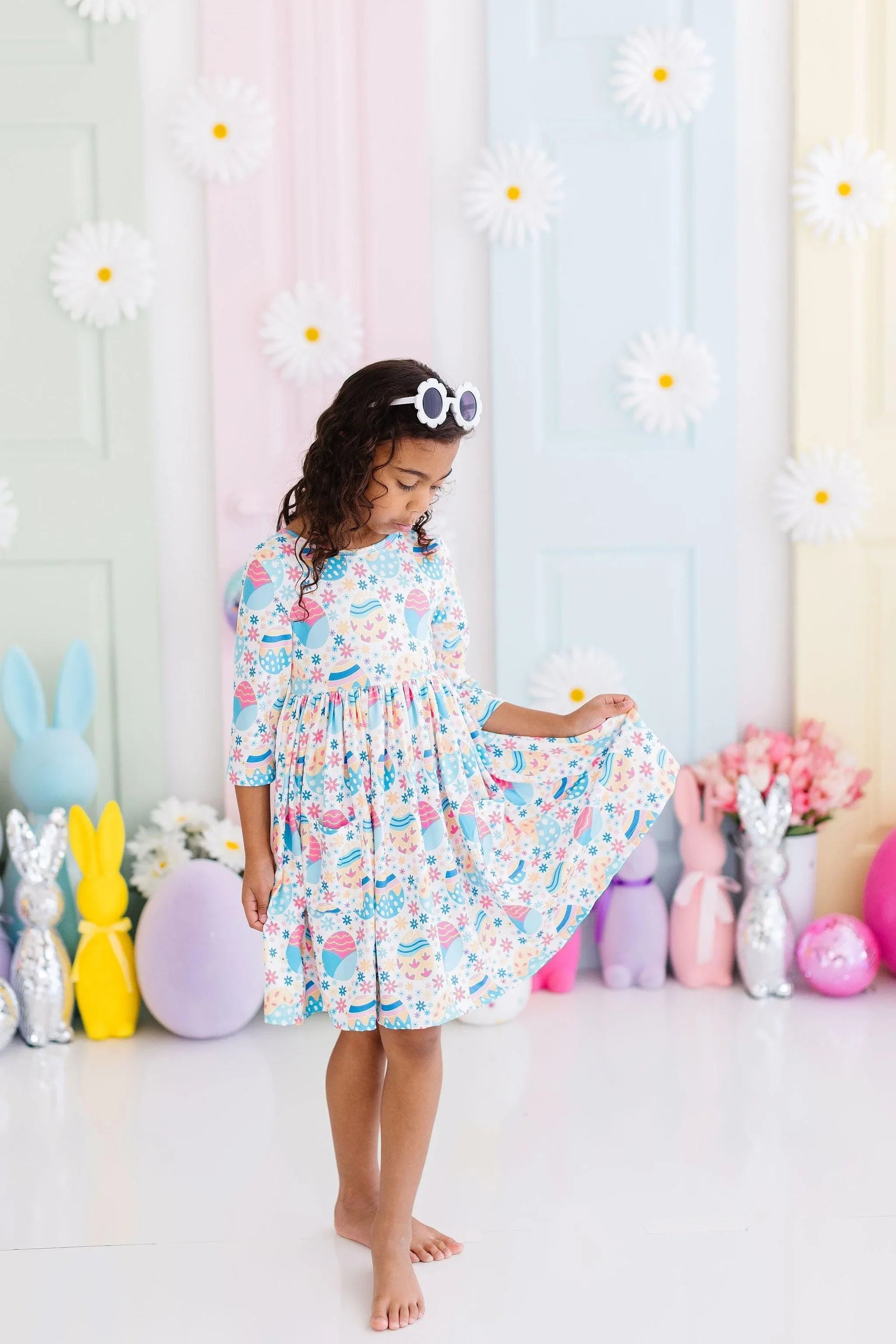 Egg-cellent 3/4 Sleeve Pocket Twirl Dress - Mila & Rose ® - Flyclothing LLC