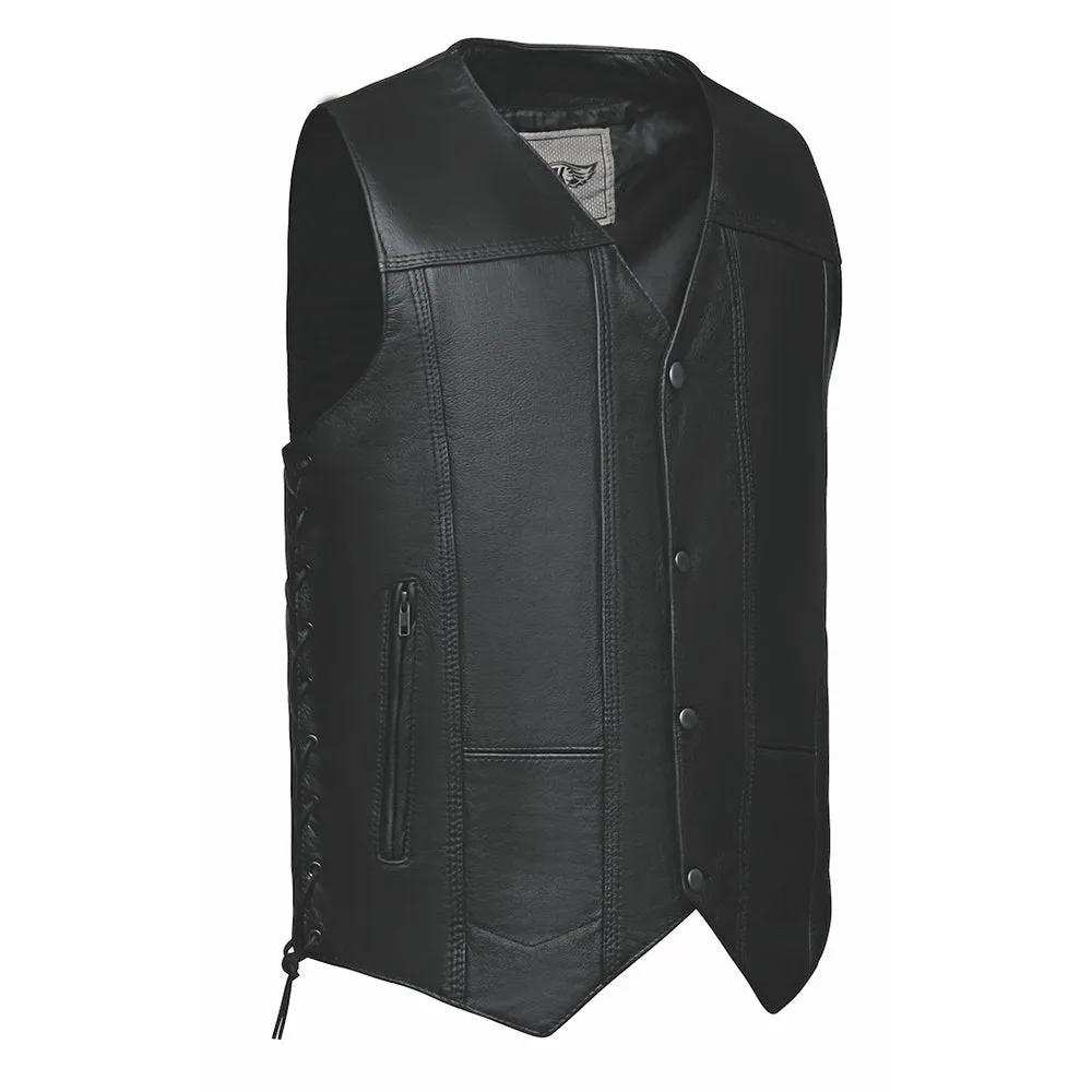 El Paso - Mens 10-Pocket Leather Vest - Unik Just for Bikers - Flyclothing LLC